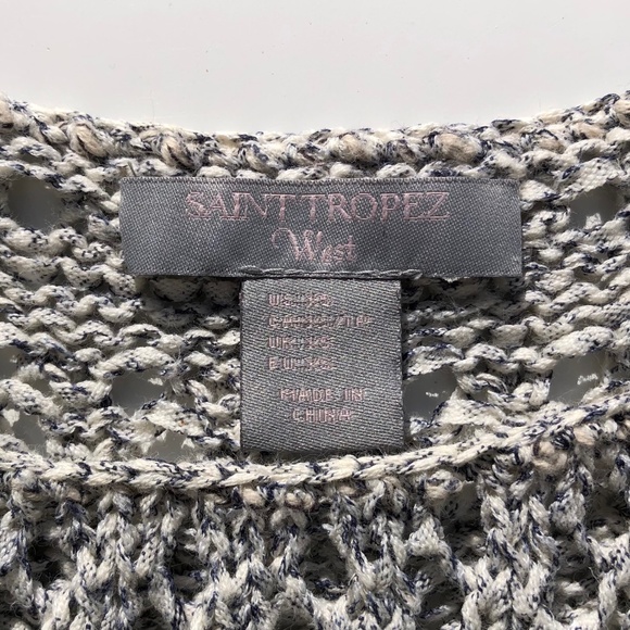 St. Tropez West open weave sweater pullover sweater size XS cream salt & pepper - Picture 4 of 6